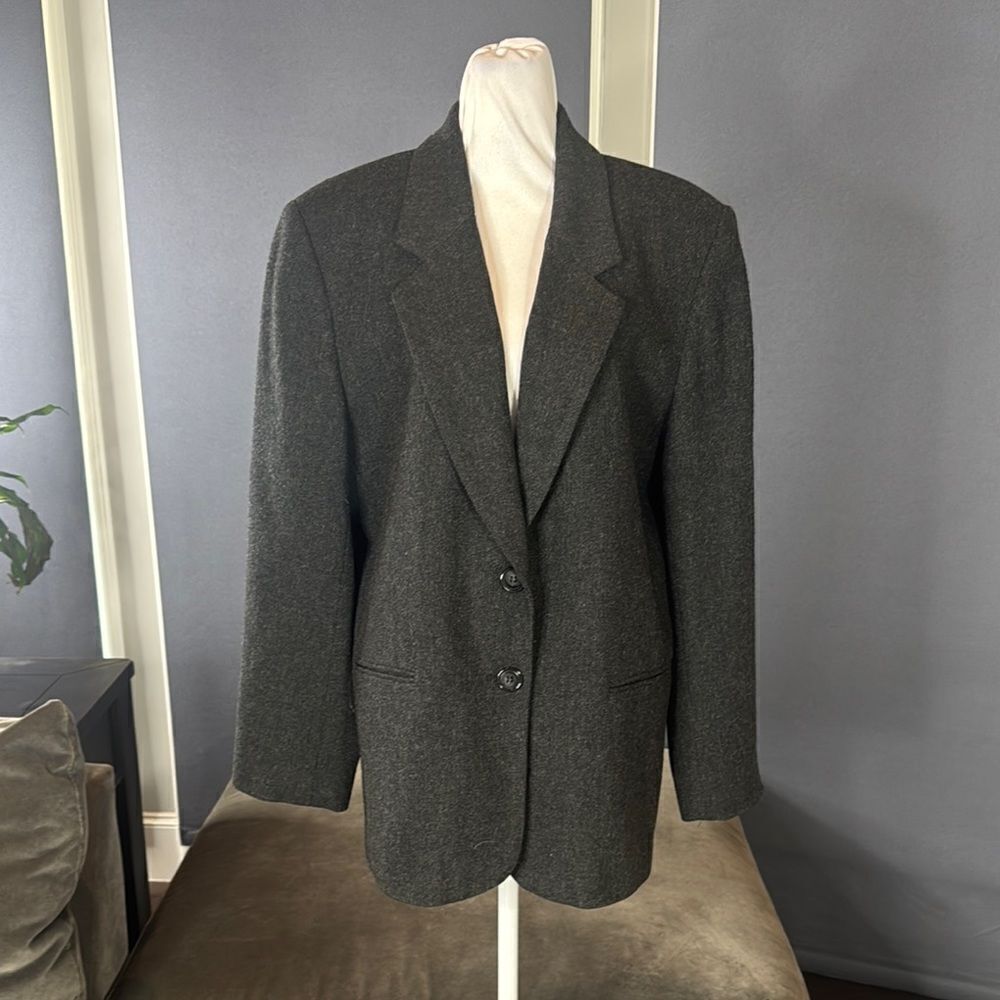 Vintage Women's Requirements Classic Gray Blazer Jacket Size L/XL